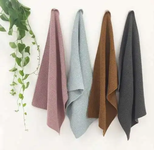 Toallas de mano de tela de cocina de algodón orgánico 100, toalla de mano de cocina bordada de punto personalizada multicolor