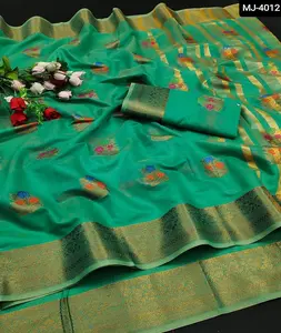 Индийские традиционные свадебные сари, хлопковые шелковые сари с богатыми краями Zari и дизайнерские контрастные женские сари