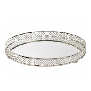 Appartement de luxe plateau miroir décoratif forme carrée haute vente Design moderne plateau de service fait main couleur argent - Product Image 2