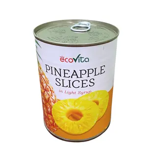 畅销批发价格越南制造菠萝罐头切片淡糖浆580毫升