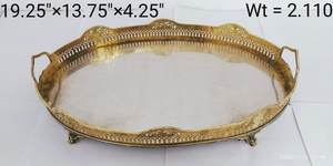 Plateau de service en métal poli or antique Plateau décoratif de table Plateau de décoration martelé en métal de qualité supérieure à bas prix - Product Image 5