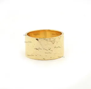 Gold Plated Hammered Textured Band Ring solid 925 sterling silver fine jewelry Manufacturer wholesaler Jewelry Supplier Factory