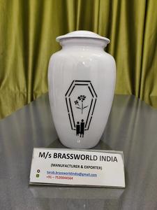 Brassworld India Aluminio pintado a mano Cordero y bandera Urna de cremación Suministros funerarios - Product Image 3