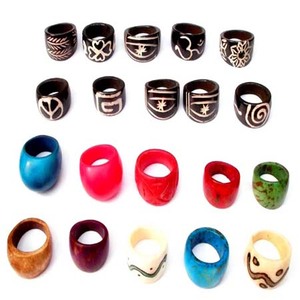 Anillos de Hueso de Camello Personalizables Bufellow, Estilo Punk Hip-Hop, Chapado en Oro y Rodio, Material Principal Latón, Engaste de Barra, para Niños - Product Image 1