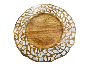 Bandejas de Servir con Incrustaciones de Nácar Gris, Base de Madera de 30x30 cm, Arte de Incrustaciones de Hueso, Artesanía de Calidad, Certificado EPCH - Product Image 2