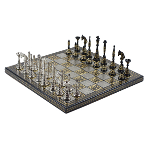 Trò Chơi Cờ Vua Thiết Kế Bằng Gỗ Và Kim Loại Mạ Bạc Hoàn Thiện Trang Trí Nội Thất Bộ Đồ Ăn Thiết Kế Cổ Điển Bảng Gỗ Thiết Kế Trò Chơi Cờ Vua - Product Image 1