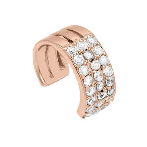 Natural 0.18 Ct. Triple SI Clarity G-H Color Brilliant Cut Diamonds Row Cartilage Ear <b>Cuff</b> Solid 14K Yellow Gold Wedding Party - Product Image 3