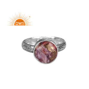 Anillo de Plata de Ley 925 oxidado para mujer, joyería de boda, corte redondo, cobre Natural, Morado, Turquesa - Product Image 1