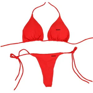 Top reggiseno imbottito allacciato al collo Bikini da donna Sexy per adulti 2 pezzi Set costumi da bagno da nuoto per adulti