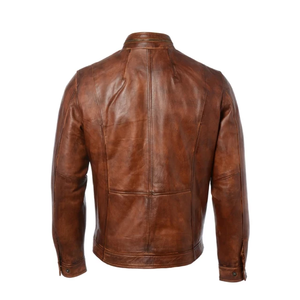 Veste en cuir unie de grande taille respirante personnalisée sans capuche Veste décontractée Style outillage Vestes en cuir pour hommes - Product Image 2