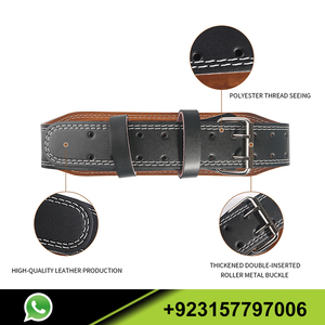 Gym Leather Belt New Arrival Black Genuine Leather Training Bodybuilding Gym Weightlifting Workout Belt - Product Image 3