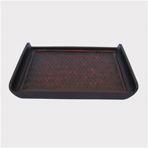 Bandeja de almacenamiento de bambú desgastado respetuosa con el medio ambiente, bandeja de pastel de madera tallada artesanal, organizador para almacenamiento y organización en el hogar - Product Image 1