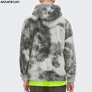 Customized Logo Printed <b>Men's</b> Oversized Sweatshirts Thick <b>Sherpa</b> Fleece Pullover Hoodie Tie Dye Soft Winter Pullover for <b>Men</b> - Product Image 2