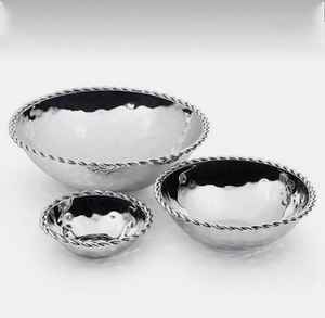 ชามเสิร์ฟชุด3ชิ้นสำหรับเครื่องครัว,จานสลัดโลหะดีไซน์ทันสมัยสีเงินชามผลไม้สำหรับโรงแรมและร้านอาหาร - Product Image 6