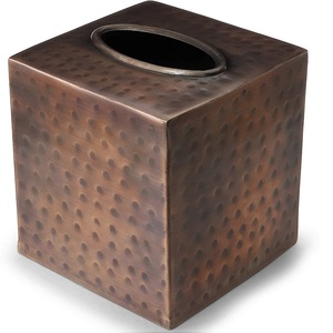 Caja para pañuelos con acabado de bronce y diseño martillado, de forma rectangular, para uso en coche, oficina y hogar, caja para pañuelos para uso alternativo. - Product Image 1