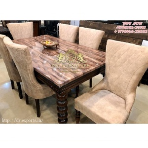Elegante Juego de Comedor de Madera de Teca con Acabado Brillante y Aspecto de Lujo, con Cubierta de Mármol, Duradero, Tamaño Personalizado y Color Personalizado - Product Image 1