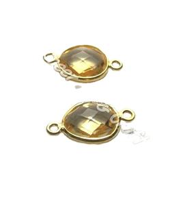 Fait à la main en argent Sterling 925 Double caution à facettes lunette connecteur Citrine Quartz pierres précieuses résultats de bijoux composants en or - Product Image 4