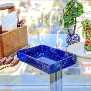 Plateau de quartz en cristal Lapis lazuli, pierres précieuses personnalisées, gros, décoration de la maison, en forme de pierre, cadeaux - Product Image 6