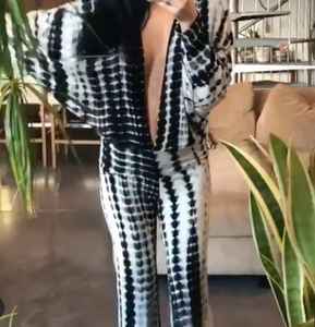 Mono Floral Tie-Dye para mujer, pantalones elegantes holgados de pierna ancha, ropa de playa informal para otoño, tejido dulce ecológico - Product Image 3