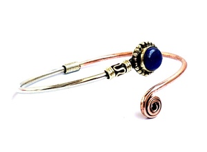 Vente en gros populaire naturel Lapis Lazuli Bracelet élastique argent Lapis Bracelets manchette - Product Image 2