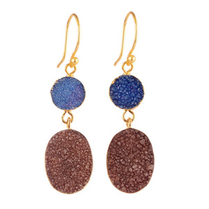 Pendientes de ágata natural para mujer, aretes de ágata natural de azúcar, oro galvanizado, hecho a mano, gancho colgante, gotas - Product Image 1