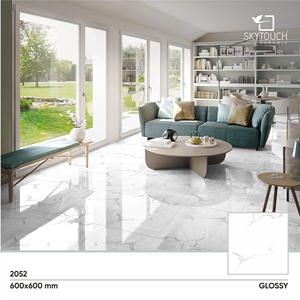 Hotel Interior Piso Pulido Mejor precio Mármol Blanco Suelo Azulejo Porcelana Azulejos Precio bajo Azulejos de cerámica para Centro Comercial - Product Image 2