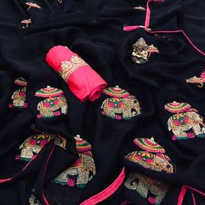 Ropa de fiesta atractiva y última, Sari con estampado Jacquard con pieza de blusa, ropa de mujer india, Sari a bajo precio, ropa al por mayor - Product Image 6