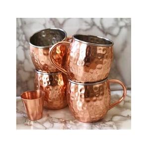 Juego de tazas de cobre de mula de Moscú de cuatro tazas de jugo de lima y menta de forma redonda para uso doméstico en hoteles y restaurantes - Product Image 3