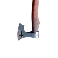 Hache Viking forgée à la main en acier à haute teneur en carbone, hache à barbe, hache de combat, axe viking, croix sur la lame et manche en bois de rose, 600g