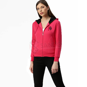 High Quality Cotton <b>Women's</b> Long Sleeve Zip-Up <b>Hoodie</b> Custom Logo Winter Casual Gym Clothing with Plain <b>White</b> Color - Product Image 4