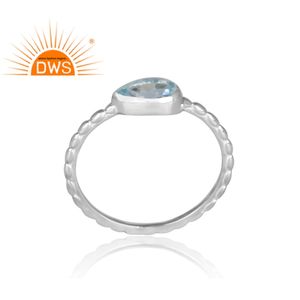 Bague de mariage en pierre précieuse en topaze bleue naturelle, argent Sterling, pour filles, possibilité de vente en gros, fournisseur indien - Product Image 2