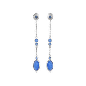 Pendientes colgantes de Gema Natural de Calcedonia azul para mujer, de plata de ley, el más vendido, fabricante de joyería - Product Image 1