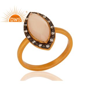 Marquise แหวนพลอยโมราลายกุหลาบราคาส่งเครื่องประดับเงินแท้925 14K ผู้จัดจำหน่ายเครื่องประดับชุบทอง - Product Image 2