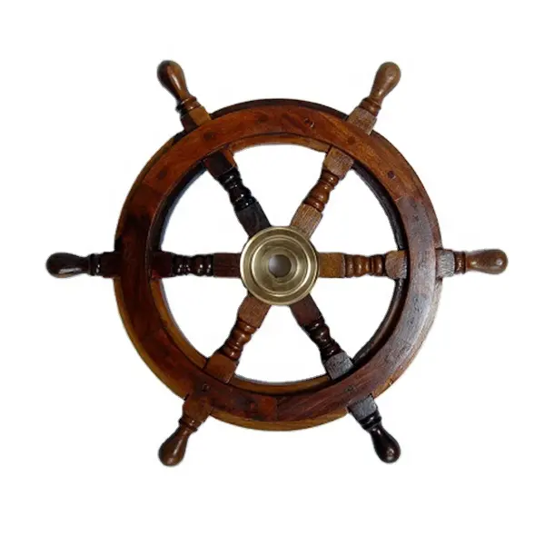 Wholesale Exporter Of Decorative Nautical Wooden Ship Wheel with Bras hub and wooden handle manufacturer