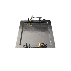 Plateau de service en acier inoxydable avec poignées en fer Plateau de service alimentaire en forme de rectangle de la plus grande qualité à bas prix - Product Image 1