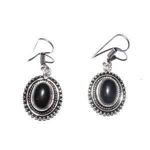 Styliste Noir Onyx Boucles D'oreilles Rondes - Product Image 1