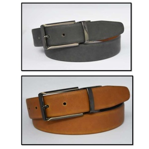Cinturón de cuero genuino reversible para hombre de la mejor calidad, hebilla de aleación de zinc retorcida de longitud personalizada, un lado, negro, otro lado, tirador de lámina lateral - Product Image 3