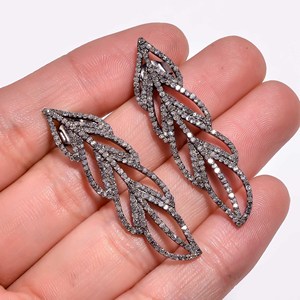 Pendientes colgantes de plata de ley 925 con diamantes pavimentados colgantes de diamantes chapados en negro fino pendientes colgantes de diamantes de regalo para mujer - Product Image 4