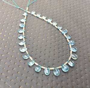 พลอยบุษราคัมธรรมชาติสีฟ้า23ชิ้นลูกปัดเล็กทรงลูกแพร์ briolette ทำเครื่องประดับที่สวยงาม2020เป็นที่นิยม - Product Image 4