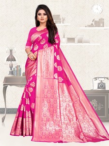 La ropa de las mujeres puro suave Litchi sari de seda con tejido trabajo todo el diseño para la boda y la ocasión especial - Product Image 4