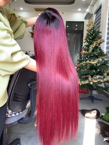 Extensiones de Cabello Humano de Múltiples Donantes, Origen Vietnam, Color Borgoña, Cabello Liso Natural - Product Image 1