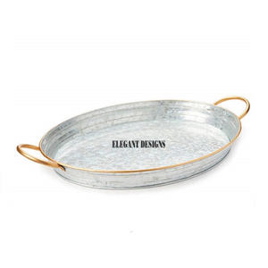 Plateau de service galvanisé pour Bar, plateau de service robuste, taille personnalisée, vente en gros, fait à la main, meilleur plat de service galvanisé - Product Image 4