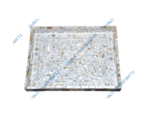 Bandejas rectangulares de madreperla de diseño único, bandejas para hoteles y restaurantes, utensilios de cocina de la India de Quality Handicrafts - Product Image 6