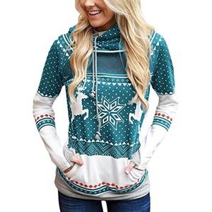 Sudadera Navideña con Capucha Doble y Estampado de Reno para Mujer, Estilo Casual - Product Image 4