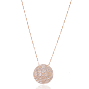 Collar de forma redonda de piedra de circón transparente, venta al por mayor turca, joyería de plata de ley 925 hecha a mano - Product Image 1