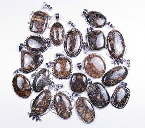 Jaspe Turritella Natural, increíble lote al por mayor, colgante plateado de diseño - Product Image 3