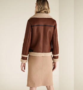 เสื้อแจ็คเก็ตหนังวัวแบบรูดซิปสำหรับผู้หญิง,สินค้าใหม่ปี2021 - Product Image 4