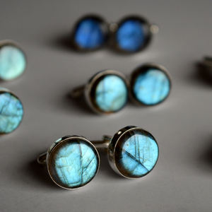 Boutons de manchette en labradorite naturelle en gros Accessoire de table en pierres précieuses Pince à cravate pour les mariages, les fêtes et les cadeaux - Product Image 3