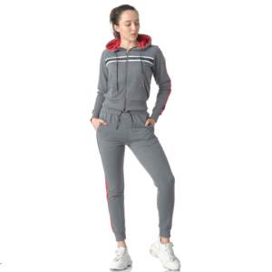 Custom Printing Logo Women's Zipper Hoodie With <b>Matching</b> <b>Joggers</b> Pants Stripped Tracksuit <b>Set</b> - Product Image 4