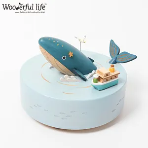 [1A] 木制音乐盒鲸鱼和海洋定制音乐盒惊艳鲸鱼音乐盒